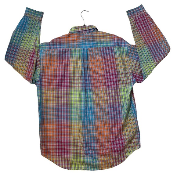 Vtg Tommy Hilfiger Rainbow Plaid Checkered Button‎ Down Dress Shirt Mens XL 90s - Picture 2 of 10